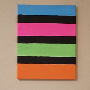 Geometric Abstract Stripes Acrylic Painting On Canvas Signed By Artist 11x14"